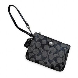 COACH Black and Gray monogram Wristlet